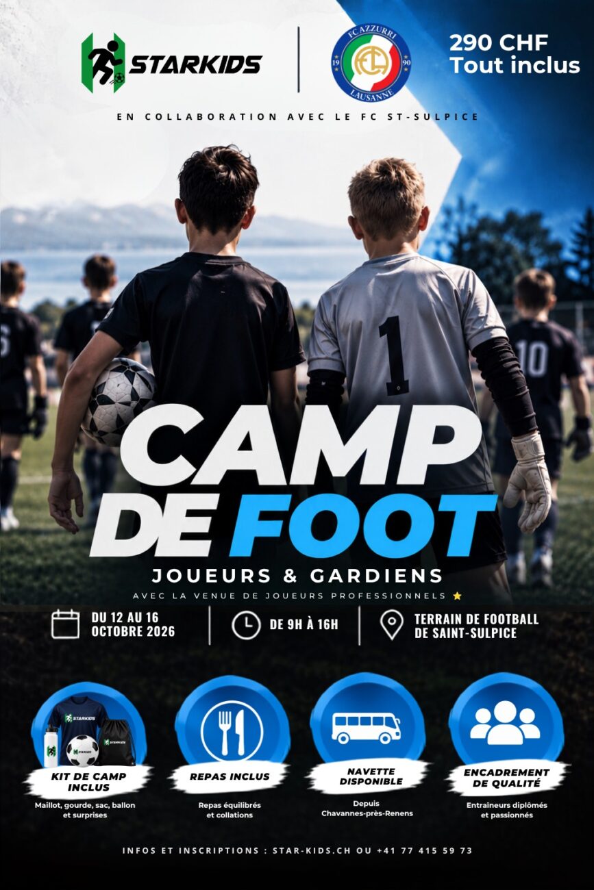Camp de football garçons – FC Azzurri 90 LS à St-Sulpice – 12 au 16 octobre 2026